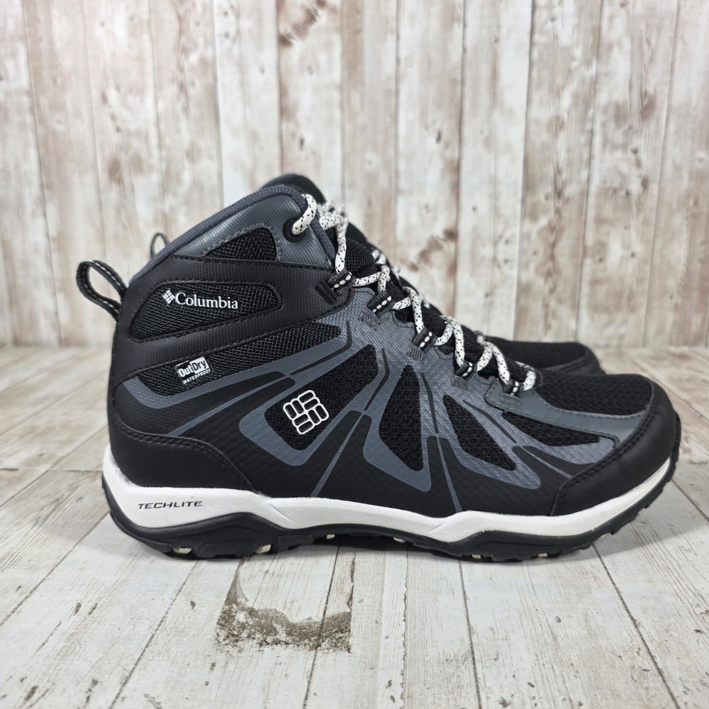 Columbia OutDry Waterproof Hiking Boots Black Grey Techlite YL1042-010 Womens 9